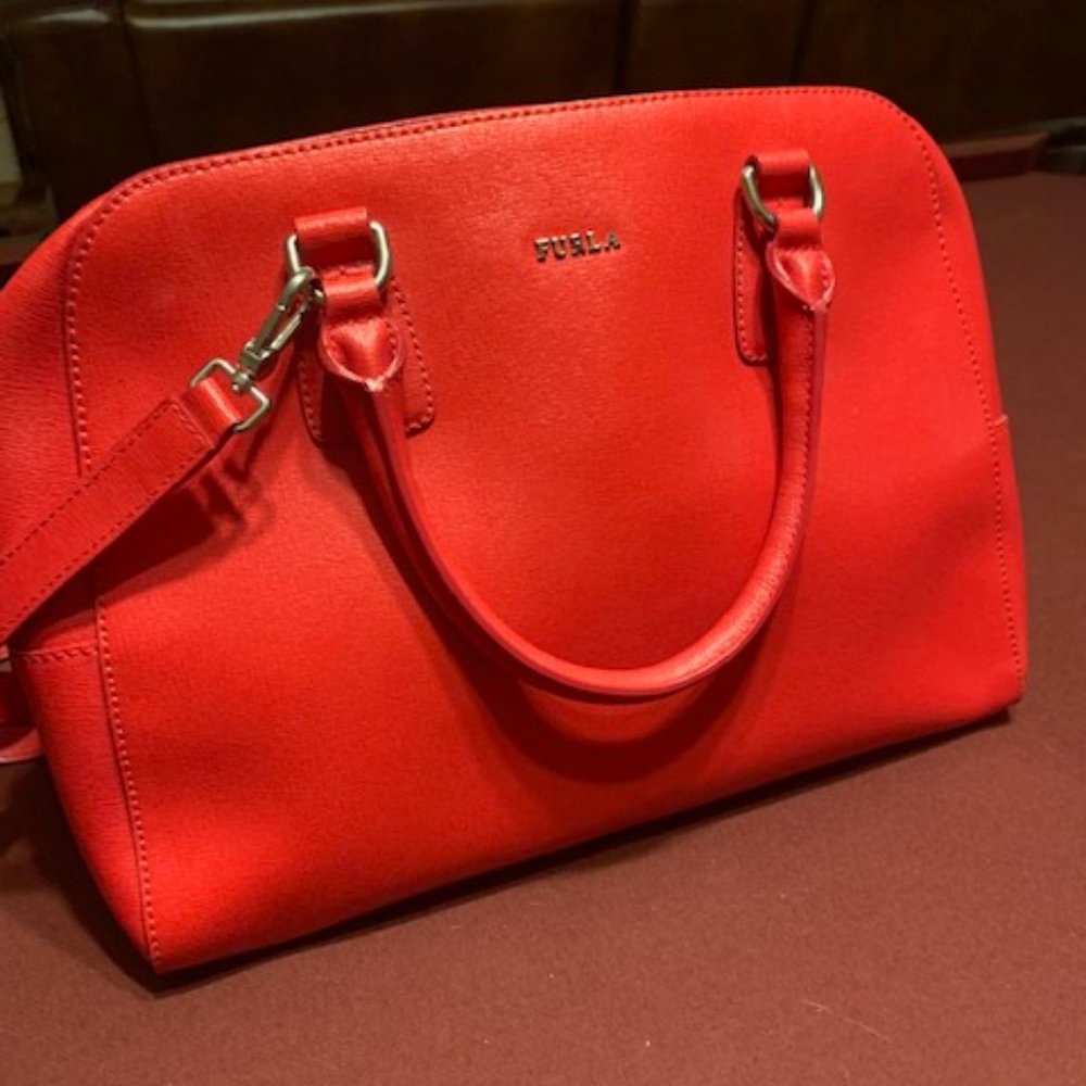 Furla red zipper closure bag